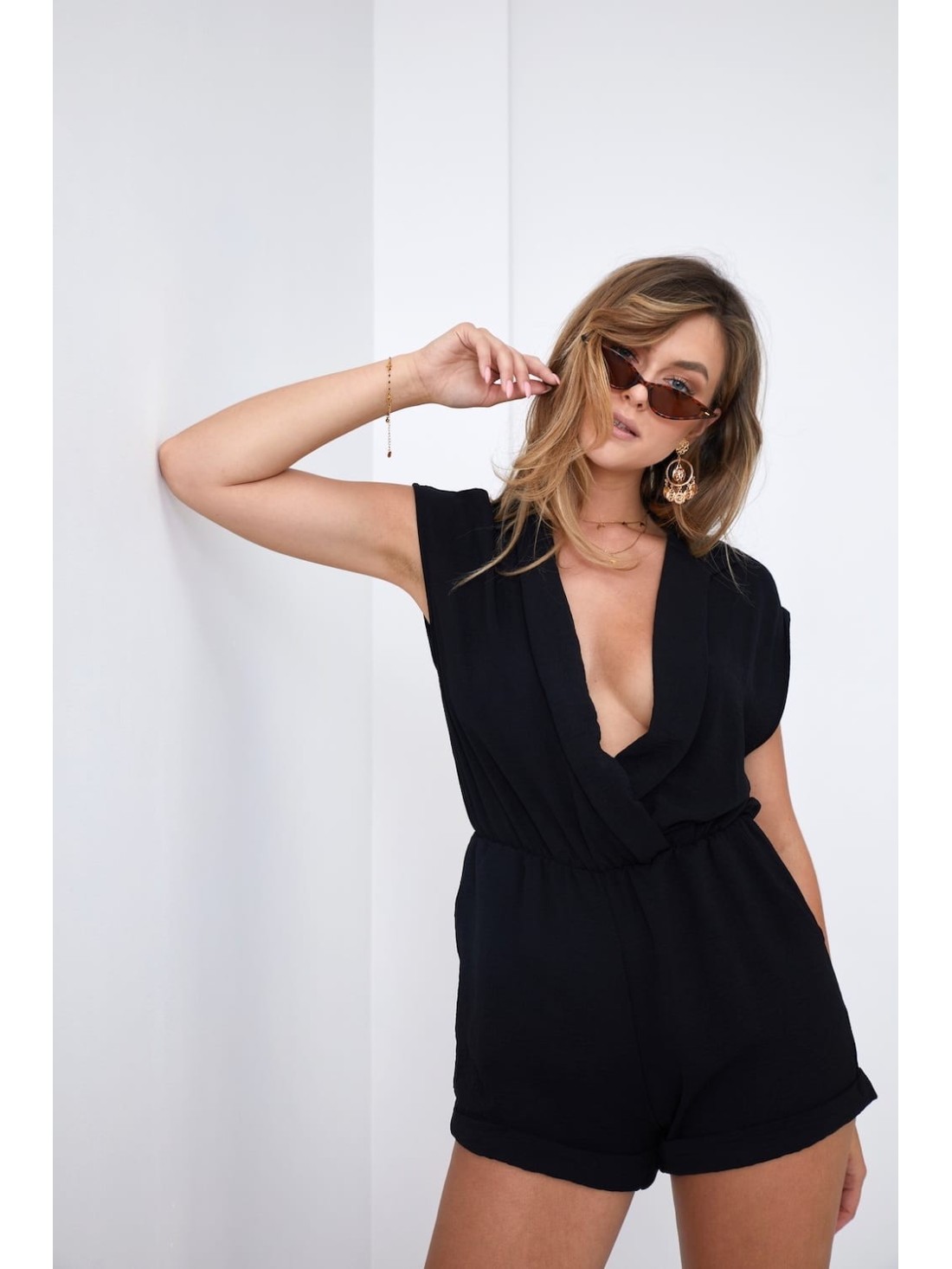 Smooth women\'s jumpsuit with pockets, black 03220 - Online store - Boutique